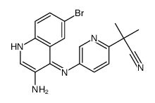 2-[5-[(3-amino-6-bromoquinolin-4-yl)amino]pyridin-2-yl]-2-methylpropanenitrile Structure