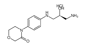 4-[4-{(R)-3-amino-2-hydroxypropylamino}phenyl]morpholin-3-one hydrochloride结构式