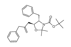 (4S,5S)-4-benzyl-5-(2-benzyl-3-propenyl)-3-(tert-butoxycarbonyl)-2,2-dimethyl-1,3-oxazolidine Structure