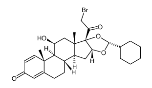 21-bromo-16α,17-[(R)-cyclohexylmethylenedioxy]-11β-hydroxypregna-1,4-dien-3,20-dione结构式