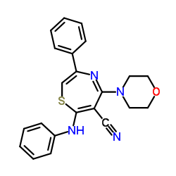 7-Anilino-5-(4-morpholinyl)-3-phenyl-1,4-thiazepine-6-carbonitrile结构式