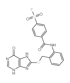 4-[[2-[(6-oxo-5,9-dihydropurin-8-yl)sulfanylmethyl]phenyl]carbamoyl]benzenesulfonyl fluoride structure