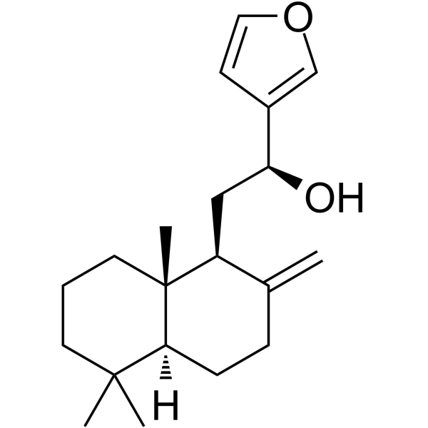 15,16-Epoxy-12S-hydroxylabda-8(17),13(16),14-triene Structure