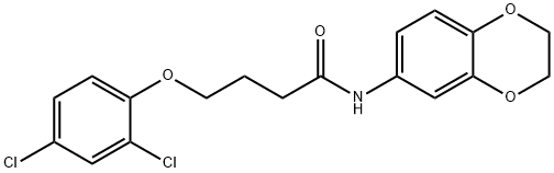 4-(2,4-dichlorophenoxy)-N-(2,3-dihydro-1,4-benzodioxin-6-yl)butanamide结构式