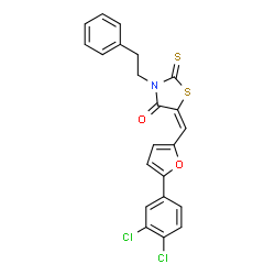 (5E)-5-{[5-(3,4-dichlorophenyl)furan-2-yl]methylidene}-3-(2-phenylethyl)-2-thioxo-1,3-thiazolidin-4-one Structure