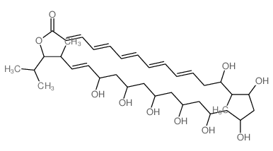 (3E,5E,7E,9E,11E,29E)-14,16,18,20,22,24,26,28-octahydroxy-15,31-dimethyl-32-propan-2-yl-1-oxacyclodotriaconta-3,5,7,9,11,29-hexaen-2-one结构式