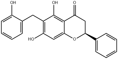 (S)-2,3-Dihydro-5,7-dihydroxy-6-[(2-hydroxyphenyl)methyl]-2-phenyl-4H-1-benzopyran-4-one结构式