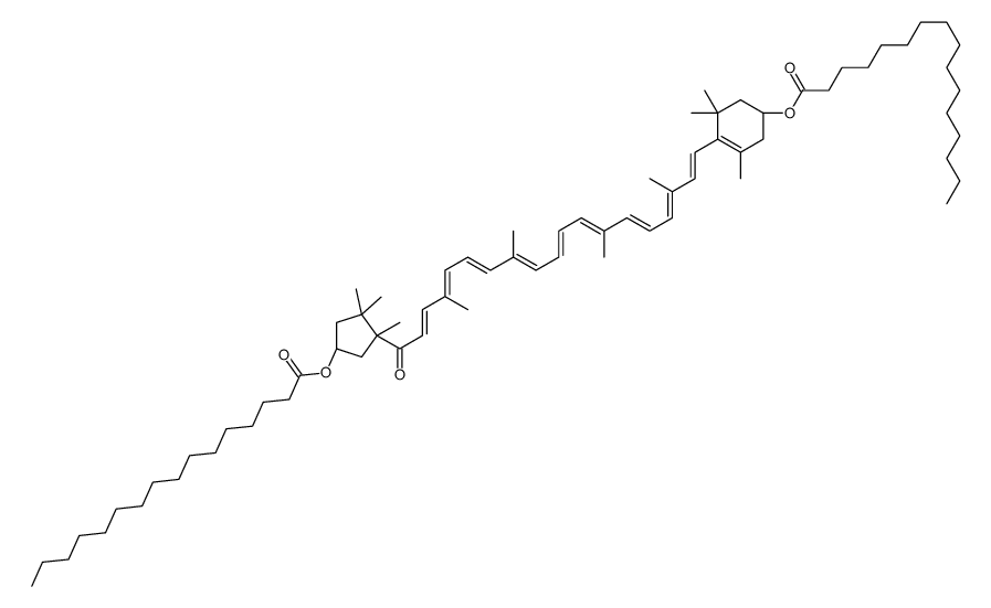 [(1R)-4-[(1E,3E,5E,7E,9E,11E,13E,15E,17E)-19-[(1R,4S)-4-hexadecanoyloxy-1,2,2-trimethylcyclopentyl]-3,7,12,16-tetramethyl-19-oxononadeca-1,3,5,7,9,11,13,15,17-nonaenyl]-3,5,5-trimethylcyclohex-3-en-1-yl] hexadecanoate结构式