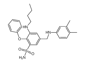 3-Butylamino-5-[(3,4-dimethyl-phenylamino)-methyl]-2-phenoxy-benzenesulfonamide结构式