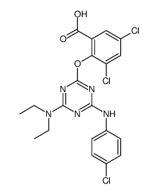 3,5-dichloro-2-[4-(4-chloro-anilino)-6-diethylamino-[1,3,5]triazin-2-yloxy]-benzoic acid结构式