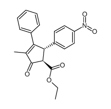 3-methyl-5-(4-nitrophenyl)-2-oxo-4-phenyl-cyclopent-3-enecarboxylic acid ethyl ester结构式