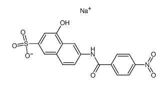 4-hydroxy-6-p-nitrobenzamido-2-naphthalenesulfonic acid, sodium salt Structure