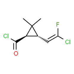 Cyclopropanecarbonyl chloride, 3-(2-chloro-2-fluoroethenyl)-2,2-dimethyl-, [1R-[1alpha,3beta(E)]]- (9CI) Structure