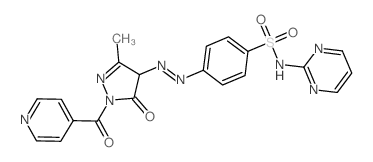 4-[[3-methyl-5-oxo-1-(pyridine-4-carbonyl)-4H-pyrazol-4-yl]diazenyl]-N-pyrimidin-2-yl-benzenesulfonamide结构式