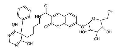 7-(beta-D-galactopyranosyloxy)-N-[4-(hexahydro-4,6-dioxo-5-phenylpyrimidin-5-yl)butyl]-2-oxo-2H-1-benzopyran-3-carboxamide picture