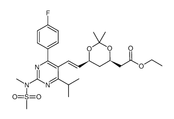 (6-{(E)-2-[4-(4-fluorophenyl)-6-isopropyl-2-(methanesulfonyl-methyl-amino)-pyrimidin-5-yl]vinyl}-(4R,6S)-2,2-dimethyl[1,3]dioxan-4-yl)-acetic acid ethyl ester Structure