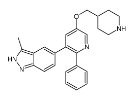 3-甲基-5-[2-苯基-5-(4-哌啶基甲氧基)-3-吡啶]-1H-吲唑结构式