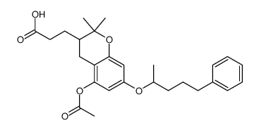 dl-3-[5-Acetoxy-2,2-dimethyl-7-(5-phenyl-2-pentyloxy)3,4-dihydro-2H-benzopyran-3-yl]propionic acid结构式