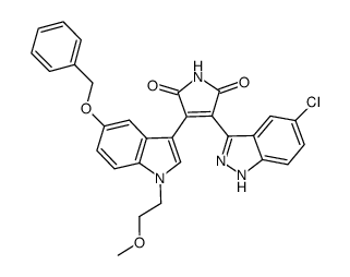 3-[5-benzyloxy-1-(2-methoxy-ethyl)-1H-indol-3-yl]-4-(5-chloro-1H-indazol-3-yl)-pyrrole-2,5-dione结构式