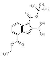 1-BOC-4-(乙氧基羰基)吲哚-2-硼酸结构式