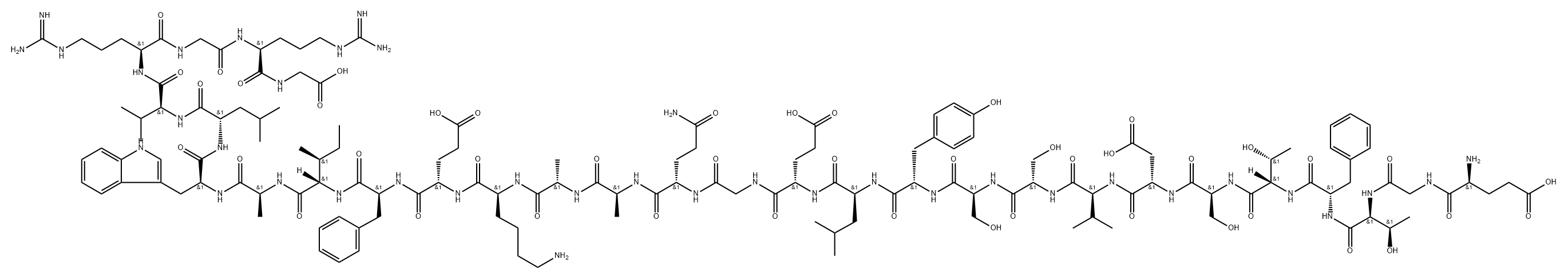 Glycine, L-α-glutamylglycyl-L-threonyl-L-phenylalanyl-L-threonyl-L-seryl-L-α-aspartyl-L-valyl-L-seryl-L-seryl-L-tyrosyl-L-leucyl-L-α-glutamylglycyl-L-glutaminyl-L-alanyl-L-alanyl-L-lysyl-L-α-glutamyl-L-phenylalanyl-L-isoleucyl-L-alanyl-L-tryptophyl-L-leucyl-L-valyl-L-arginylglycyl-L-arginyl- picture