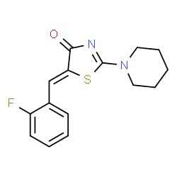 (5Z)-5-(2-fluorobenzylidene)-2-(piperidin-1-yl)-1,3-thiazol-4(5H)-one structure