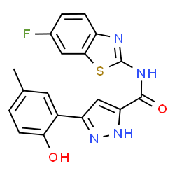 N-(6-Fluoro-1,3-benzothiazol-2-yl)-3-(2-hydroxy-5-methylphenyl)-1H-pyrazole-5-carboxamide Structure