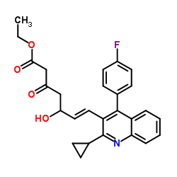 Ethyl (E)-7-[4-(4'-fluorophenyl)-2-(cyclopropyl)-3-quinolinyl]-5-hydroxy-3-oxo-6-heptenoate structure