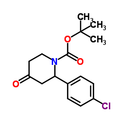 2-Methyl-2-propanyl 2-(4-chlorophenyl)-4-oxo-1-piperidinecarboxylate结构式