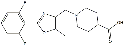 1-((2-(2,6-difluorophenyl)-5-methyloxazol-4-yl)methyl)piperidine-4-carboxylic acid结构式