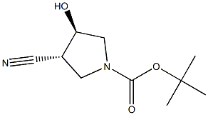 反3-氰基-4-羟基吡咯烷-1-羧酸叔丁酯结构式