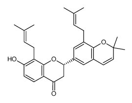 [S,(-)]-2-[2,2-Dimethyl-8-(3-methyl-2-butenyl)-2H-1-benzopyran-6-yl]-2,3-dihydro-7-hydroxy-8-(3-methyl-2-butenyl)-4H-1-benzopyran-4-one结构式