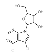 7H-Pyrrolo[2,3-d]pyrimidine,4,5-dichloro-7-b-D-ribofuranosyl-结构式