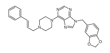 6-(4-Cinnamyl-1-piperazinyl)-9-[(3,4-methylenebisoxyphenyl)methyl]-9H-purine Structure