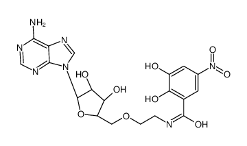 N-[2-[[(2R,3S,4R,5R)-5-(6-aminopurin-9-yl)-3,4-dihydroxyoxolan-2-yl]methoxy]ethyl]-2,3-dihydroxy-5-nitrobenzamide结构式