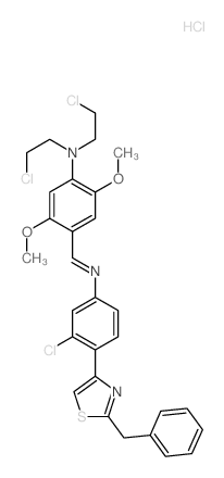 Benzenamine,N,N-bis(2-chloroethyl)-4-[[[3-chloro-4-[2-(phenylmethyl)-4-thiazolyl]phenyl]imino]methyl]-2,5-dimethoxy-,hydrochloride (1:1) picture