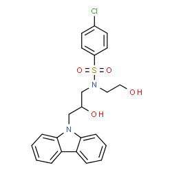 N-(3-(9H-carbazol-9-yl)-2-hydroxypropyl)-4-chloro-N-(2-hydroxyethyl)benzenesulfonamide structure