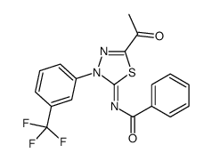 N-[5-acetyl-3-[3-(trifluoromethyl)phenyl]-1,3,4-thiadiazol-2-ylidene]benzamide结构式