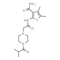 1-Piperazineacetamide,N-[3-(aminocarbonyl)-4,5-dimethyl-2-thienyl]-4-(2-methyl-1-oxopropyl)-(9CI) Structure