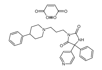3-[3-(4-phenyl-1-piperidyl)propyl]-5-phenyl-5-(4-pyridyl)hydantoin maleate Structure