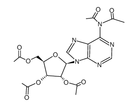 6,6-diacetylamino-9-[(2,3,5-tri-O-acetyl)-β-D-ribofuranosyl]purine结构式