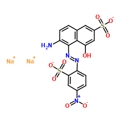 disodium 6-amino-4-hydroxy-5-[(4-nitro-2-sulphonatophenyl)azo]naphthalene-2-sulphonate structure