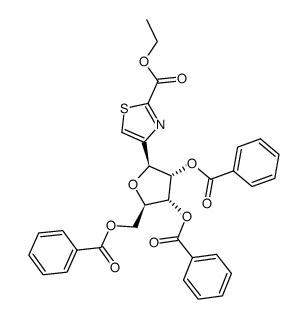 4-(tri-O-benzoyl-β-D-ribofuranosyl)-thiazole-2-carboxylic acid ethyl ester Structure