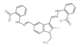 N-[[2-chloro-1-ethyl-5-[[(2-nitrophenyl)hydrazinylidene]methyl]indol-3-yl]methylideneamino]-2-nitro-aniline structure