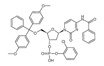 4,4'-dimethoxytrityl-4-N-benzoyl-2'-deoxycytidine-3'-O-(2-chlorophenyl)phosphate结构式