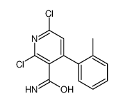 2,6-dichloro-4-(2-methylphenyl)pyridine-3-carboxamide结构式