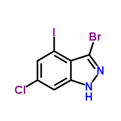 3-Bromo-6-chloro-4-iodo-1H-indazole结构式