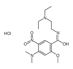 N-[2-(Diethylamino)ethyl]-4-(dimethylamino)-2-methoxy-5-nitrobenzaminde chlorohydrate structure