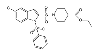 1-(1-benzenesulfonyl-5-chloro-1H-indole-2-sulfonyl)-piperidine-4-carboxylic acid ethyl ester结构式