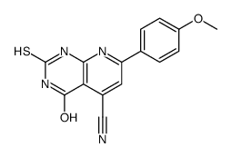 1,2,3,4-四氢-7-(4-甲氧基苯基)-4-氧代-2-硫氧代吡啶并[2,3-d]嘧啶-5-甲腈结构式